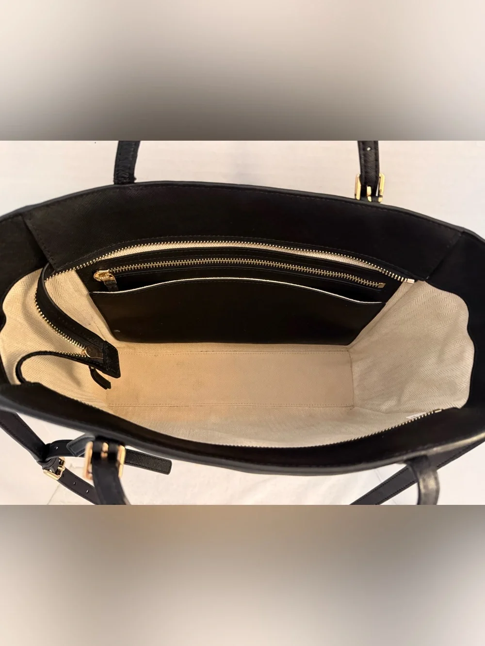 Tory Burch Emerson Black Saffiano Leather Tote Crossbody Bag